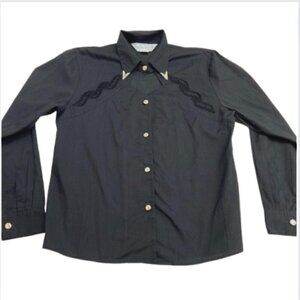 Lilia Smith Exclusive Black Western Long Sleeve Shirt Blouse, M